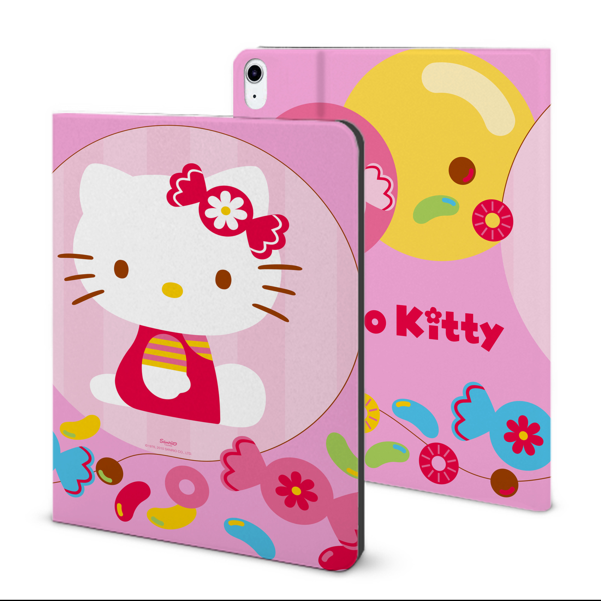 （画像用） Hello Kitty ハローキティ IPad ケース ブック型 PUレザー TPU 耐衝撃 軽量 薄型 ペン収納なし 全面保護 IPad 各モデル対応